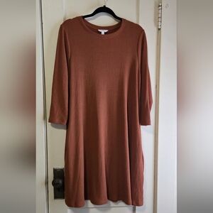 Time and Tru Women's Long Sleeve Rust Dress